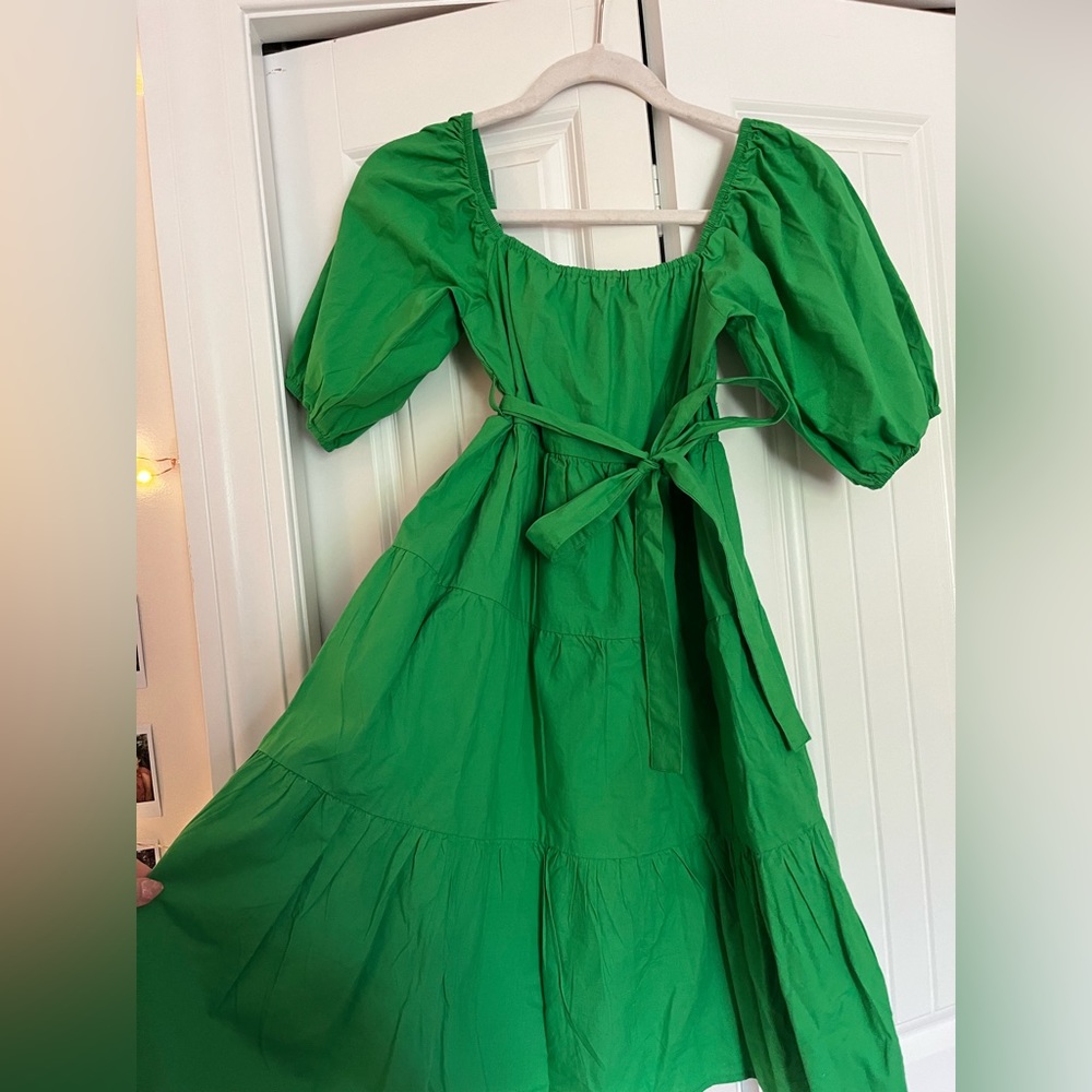 Sim and Sam green puff sleeve mini dress